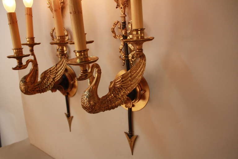 Pair of Empire Style Bronze Wall Sconces 2