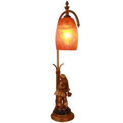 Bronze And Art Glass Table Lamp By Daum Nancy