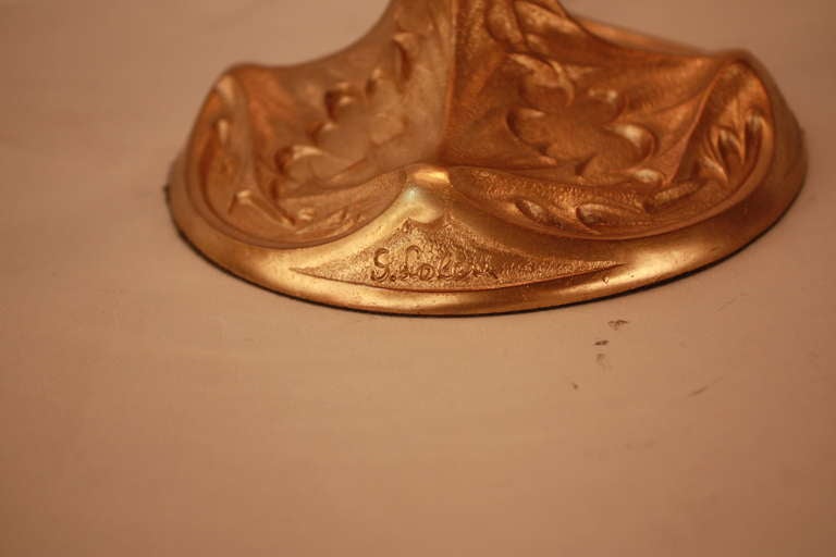 French Bronze Table Lamp By G Leleu