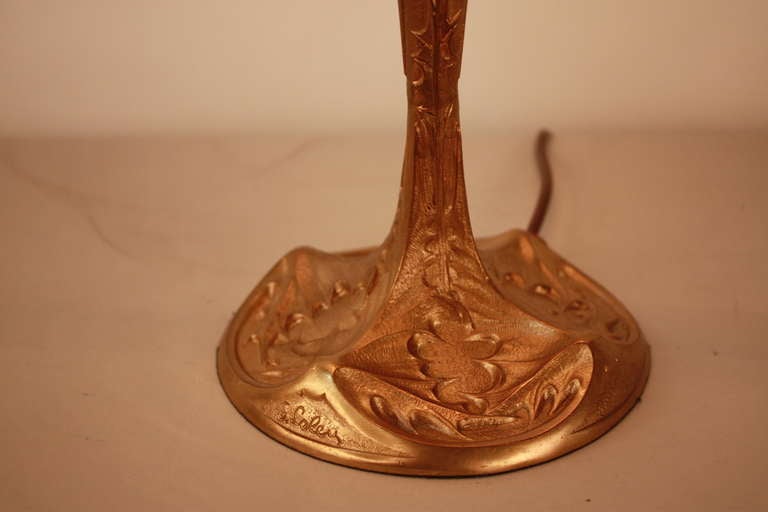 Bronze Table Lamp By G Leleu In Good Condition In Fairfax, VA