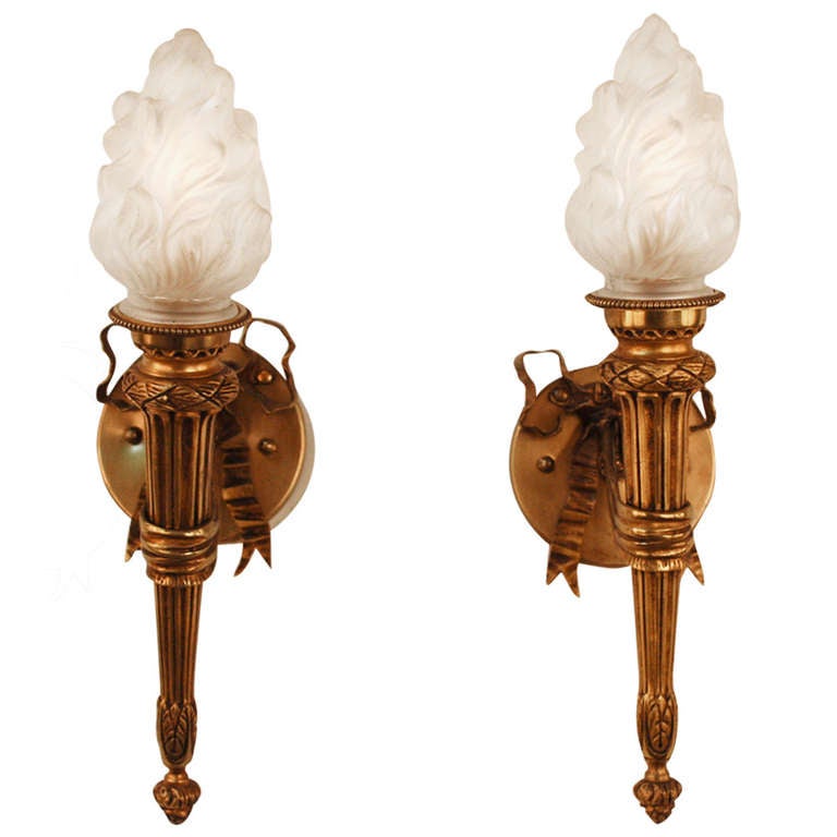 Pair of 1930's Torch Wall Sconces