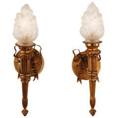 Pair of 1930's Torch Wall Sconces