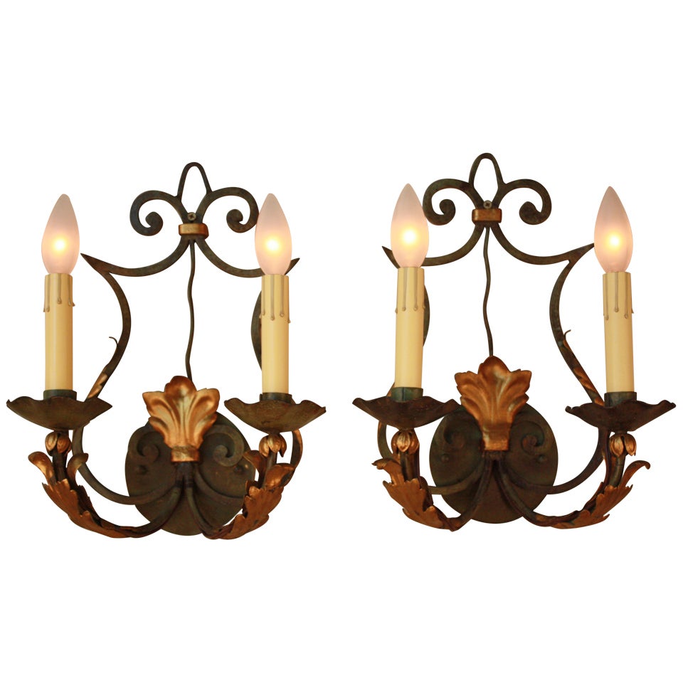 French Iron Wall Sconces