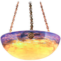 1930's Art Glass Chandelier by Muller Freres