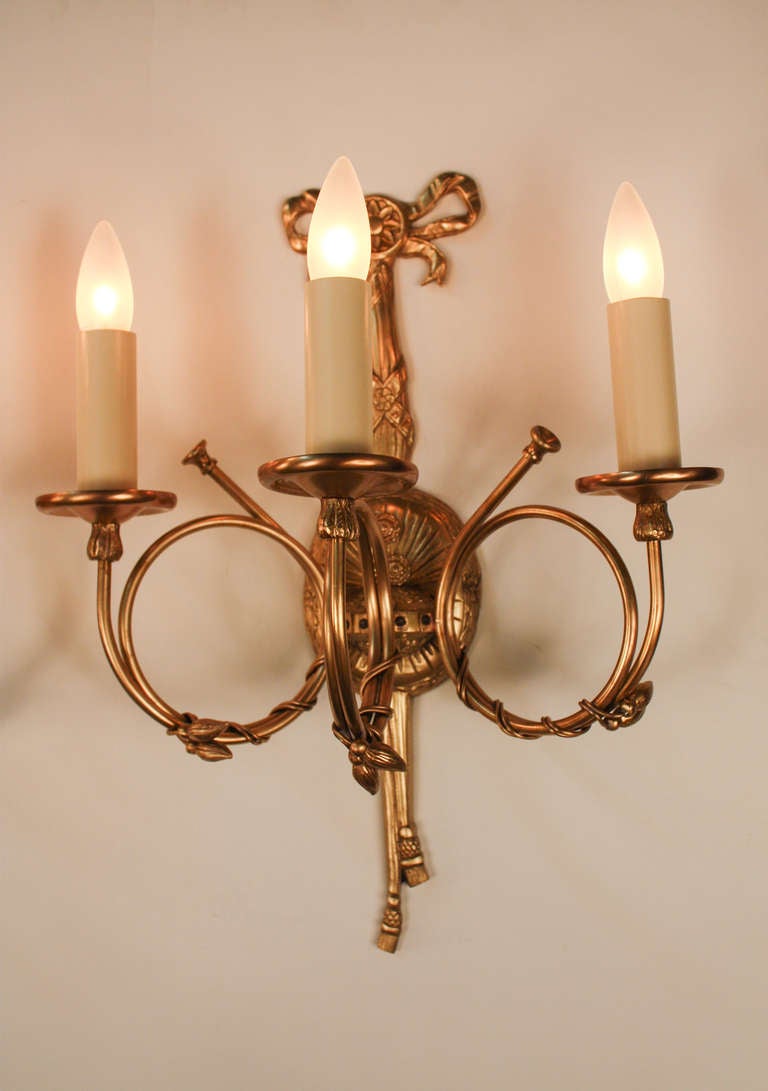 Spanish Fantastic Pair of 1930's Bronze Wall Sconces