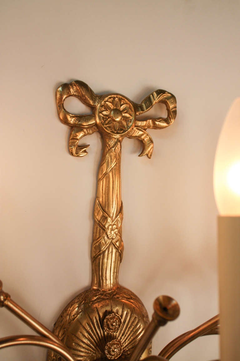 Fantastic Pair of 1930's Bronze Wall Sconces 4