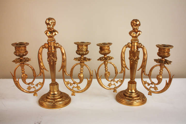 19th c. French Bronze Candelabra by Louise Kley