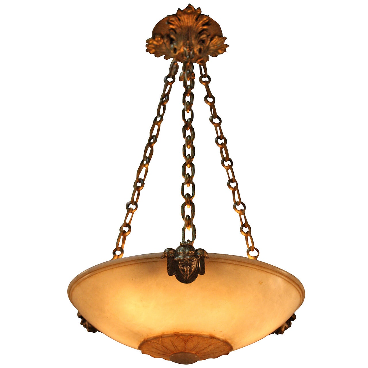 French Neoclassical Alabaster Chandelier