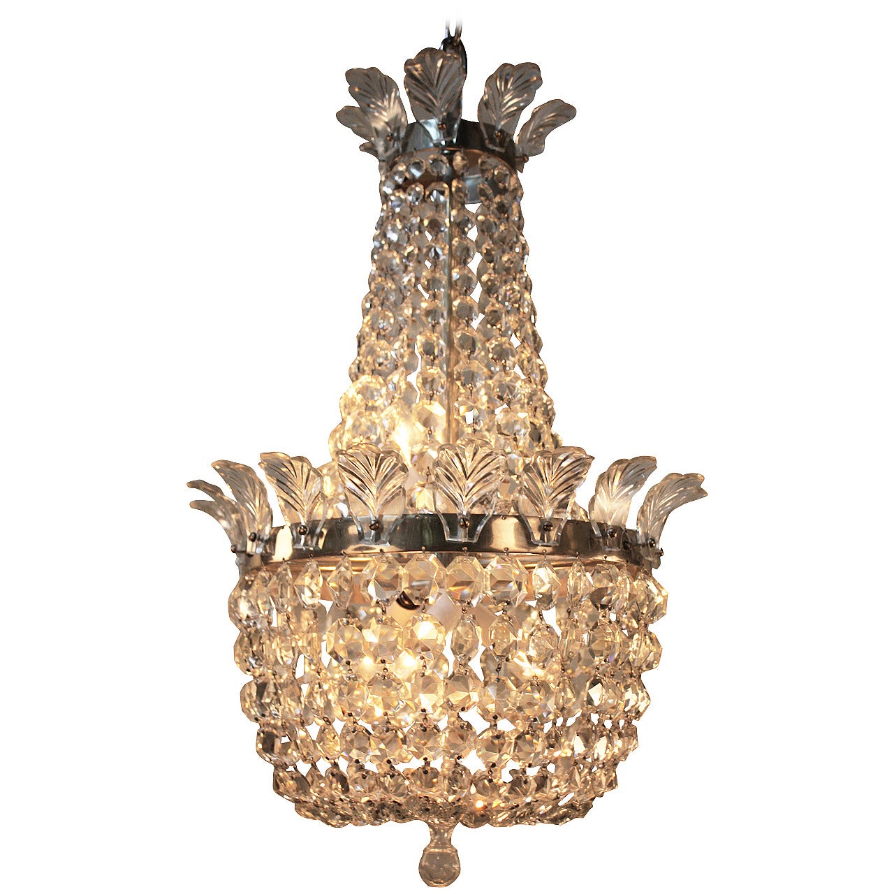 Mid-Century Crystal Chandelier