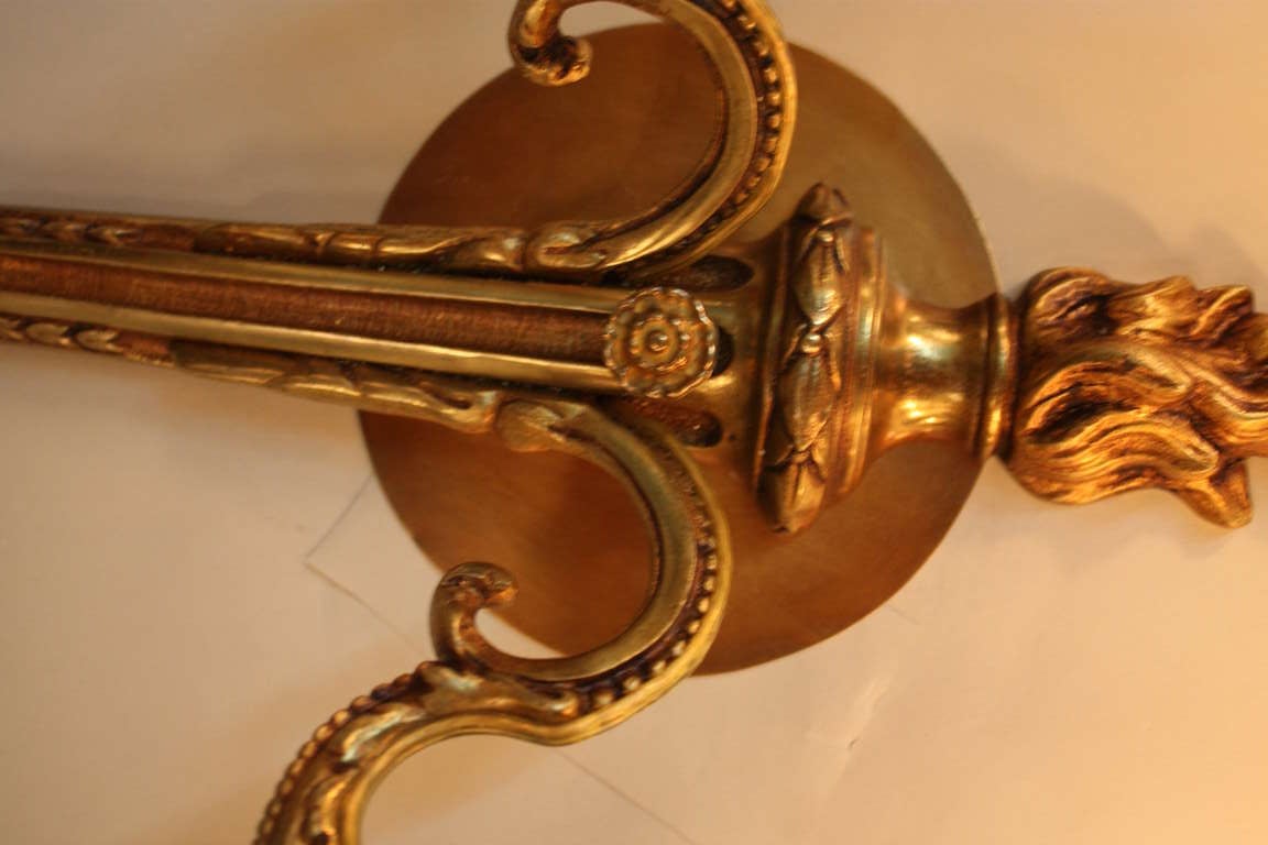 Mid-20th Century Pair of French Bronze Wall Sconces