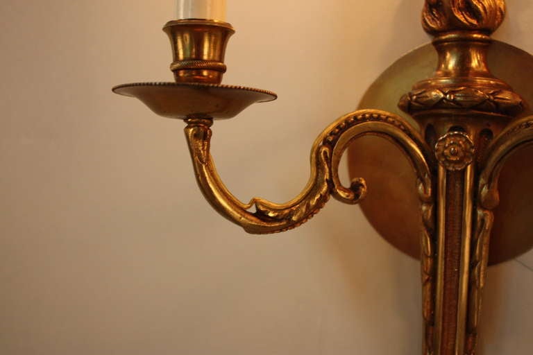 Pair of French Bronze Wall Sconces 1