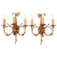 Fantastic Pair of 1930's Bronze Wall Sconces