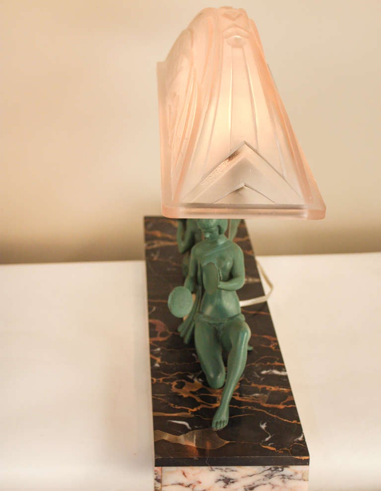 Glass Art Deco Table Lamp by J Robert