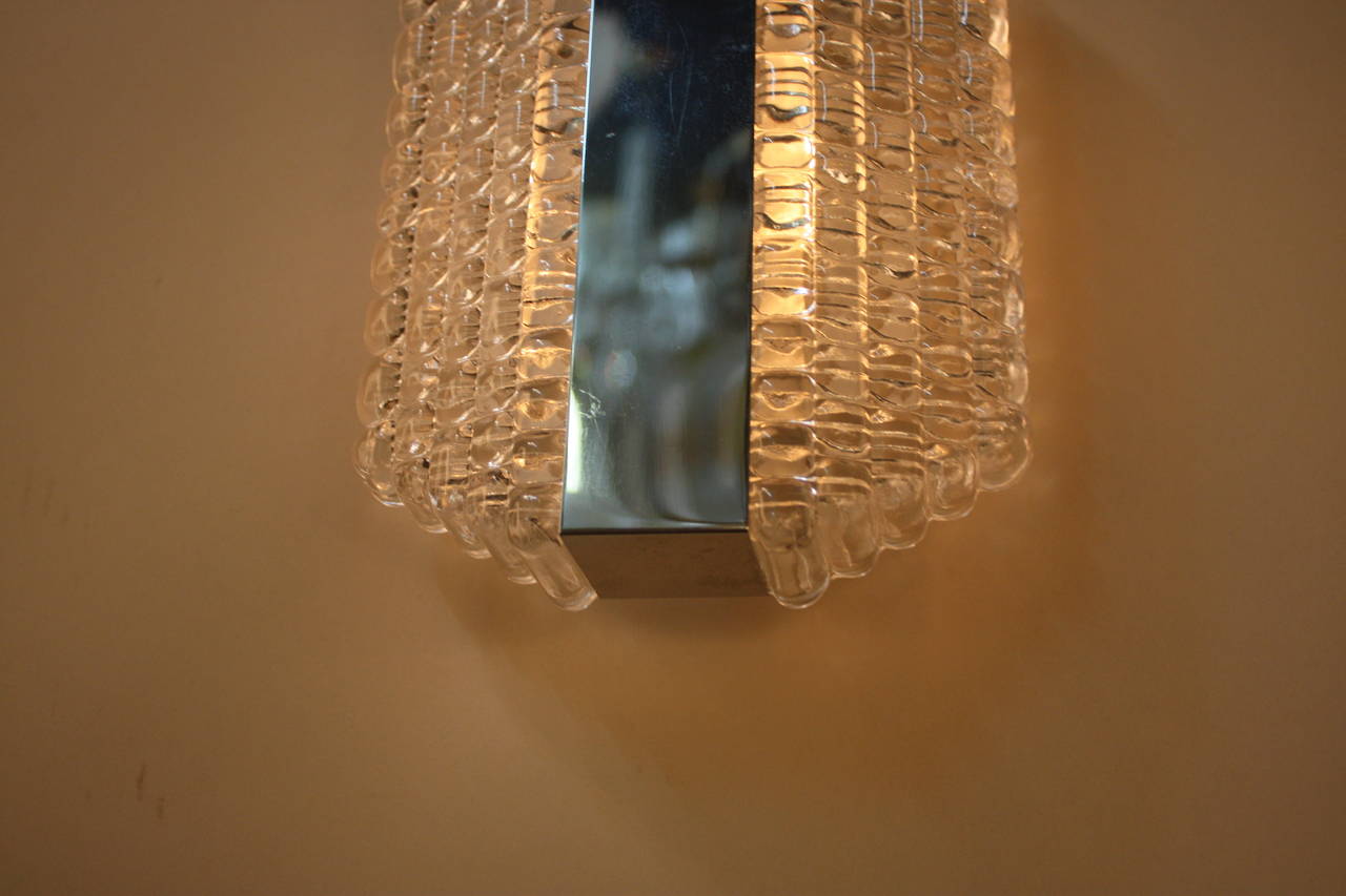 Pair of Glass Wall Sconces by Kaiser Leuchten In Good Condition In Fairfax, VA