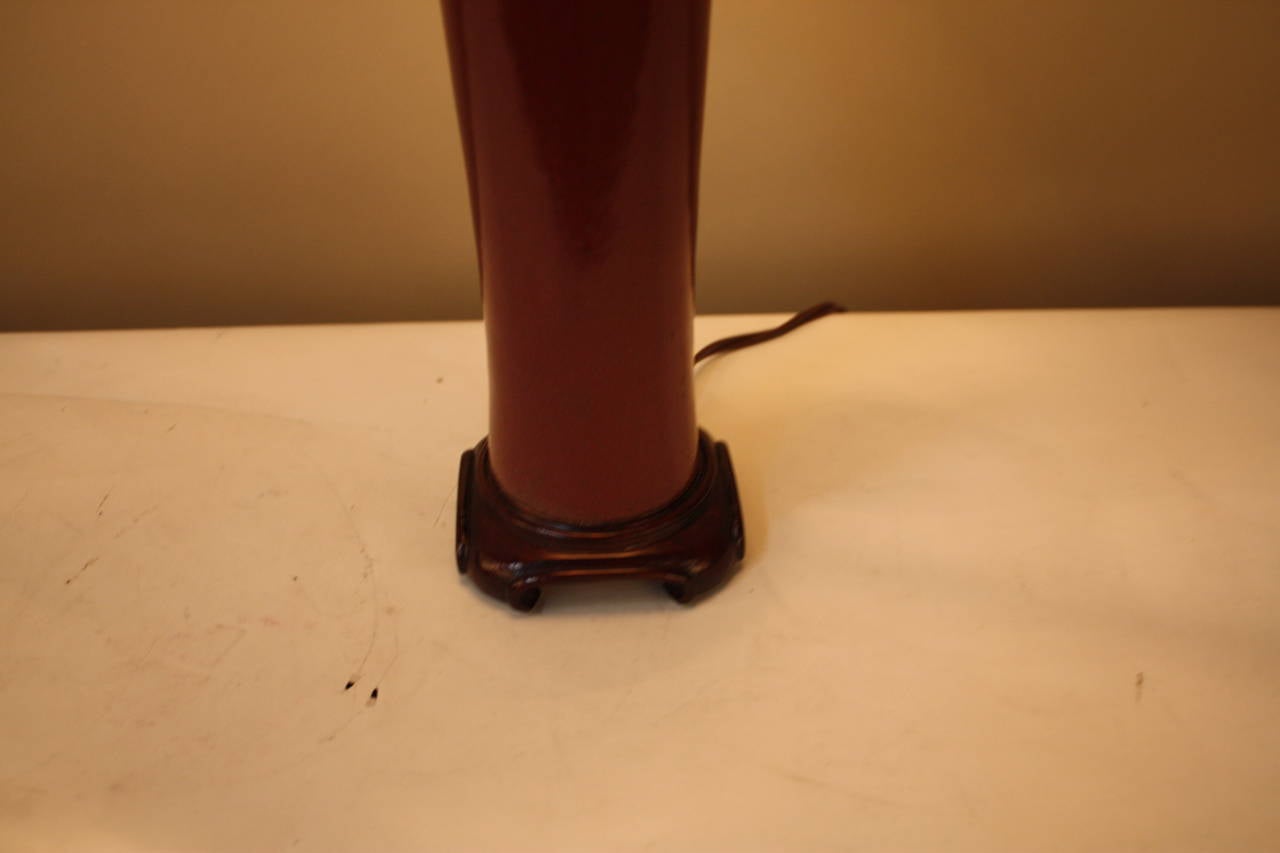Oxblood Color Chinese Table Lamp In Good Condition In Fairfax, VA