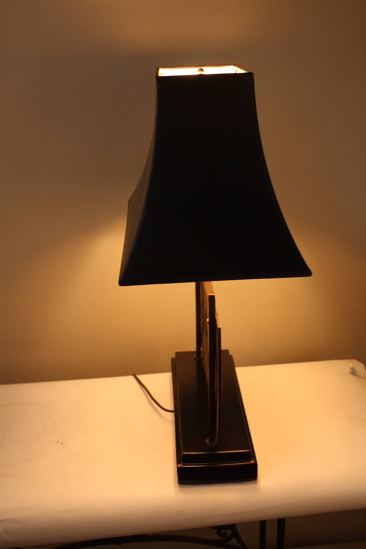 20th Century French Bronze Plaque Lamp