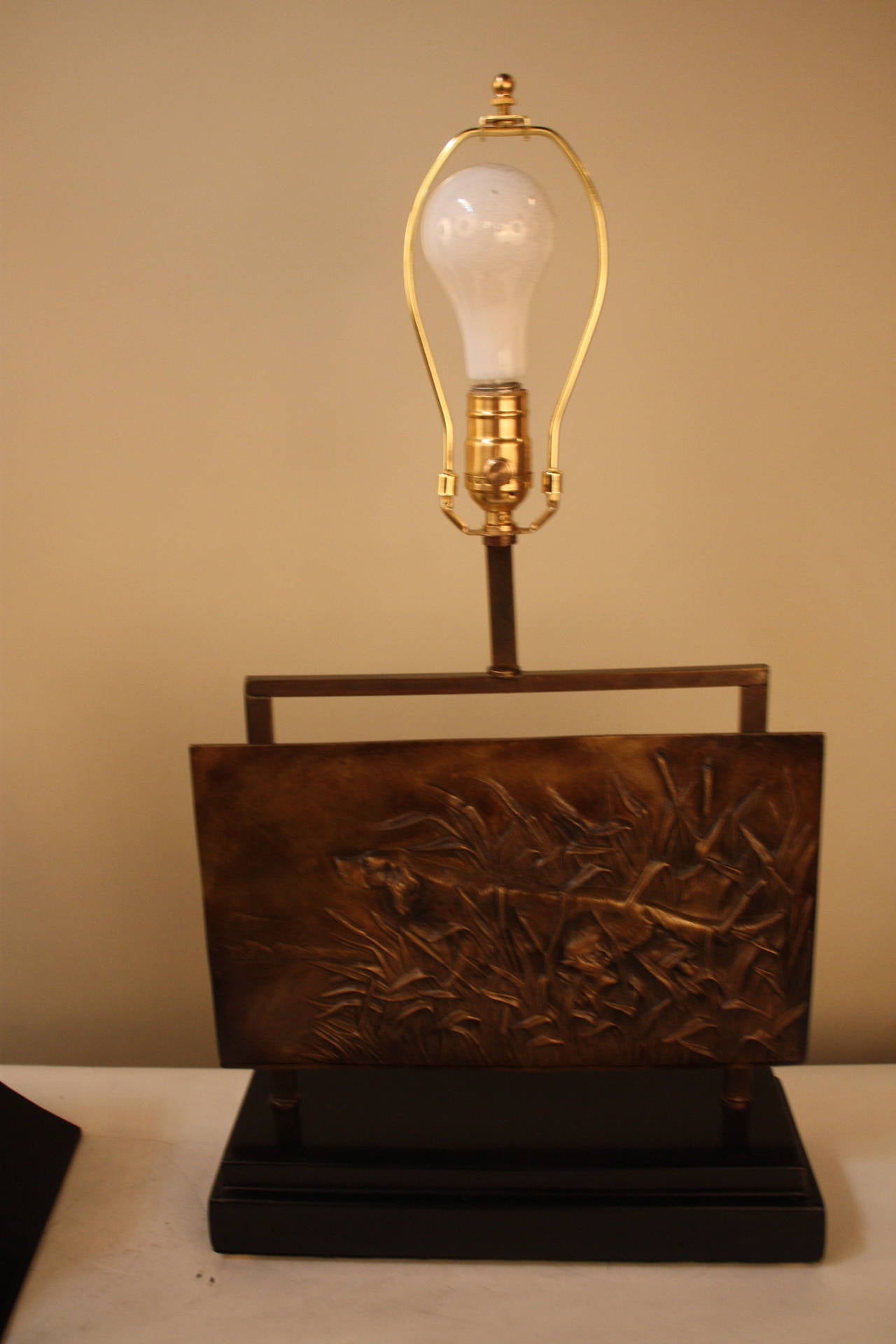 French Bronze Plaque Lamp 2
