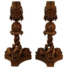 19th c. French Bronze Candlesticks