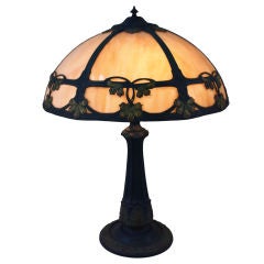 American Art Nouveau Stained Glass Lamp