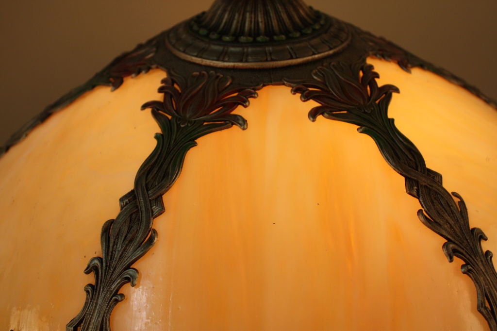 American Art Nouveau Slag Glass Lamp 2