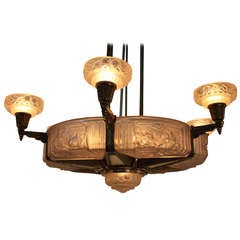 1930's French Art Deco Chandelier by Gilles