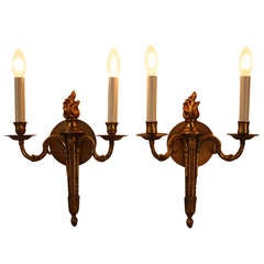 Pair of French Bronze Wall Sconces Pair of French Bronze Wall Sconces