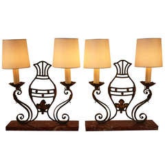 French Iron Candelabra Lamps