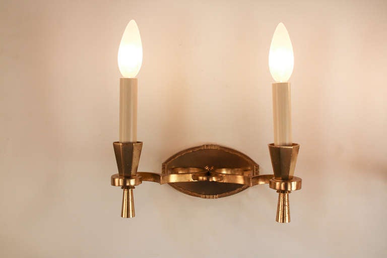 Art Deco French Bronze Wall Sconces