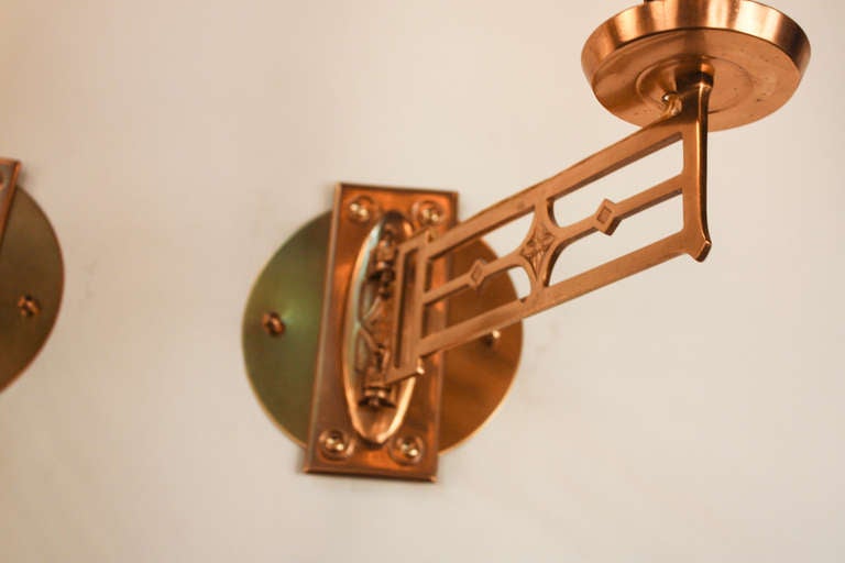 Pair of Art Nouveau PIano Wall Sconces In Good Condition In Fairfax, VA