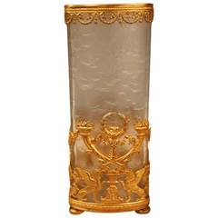 French Empire Glass and Bronze Vase