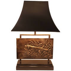 French Bronze Plaque Lamp