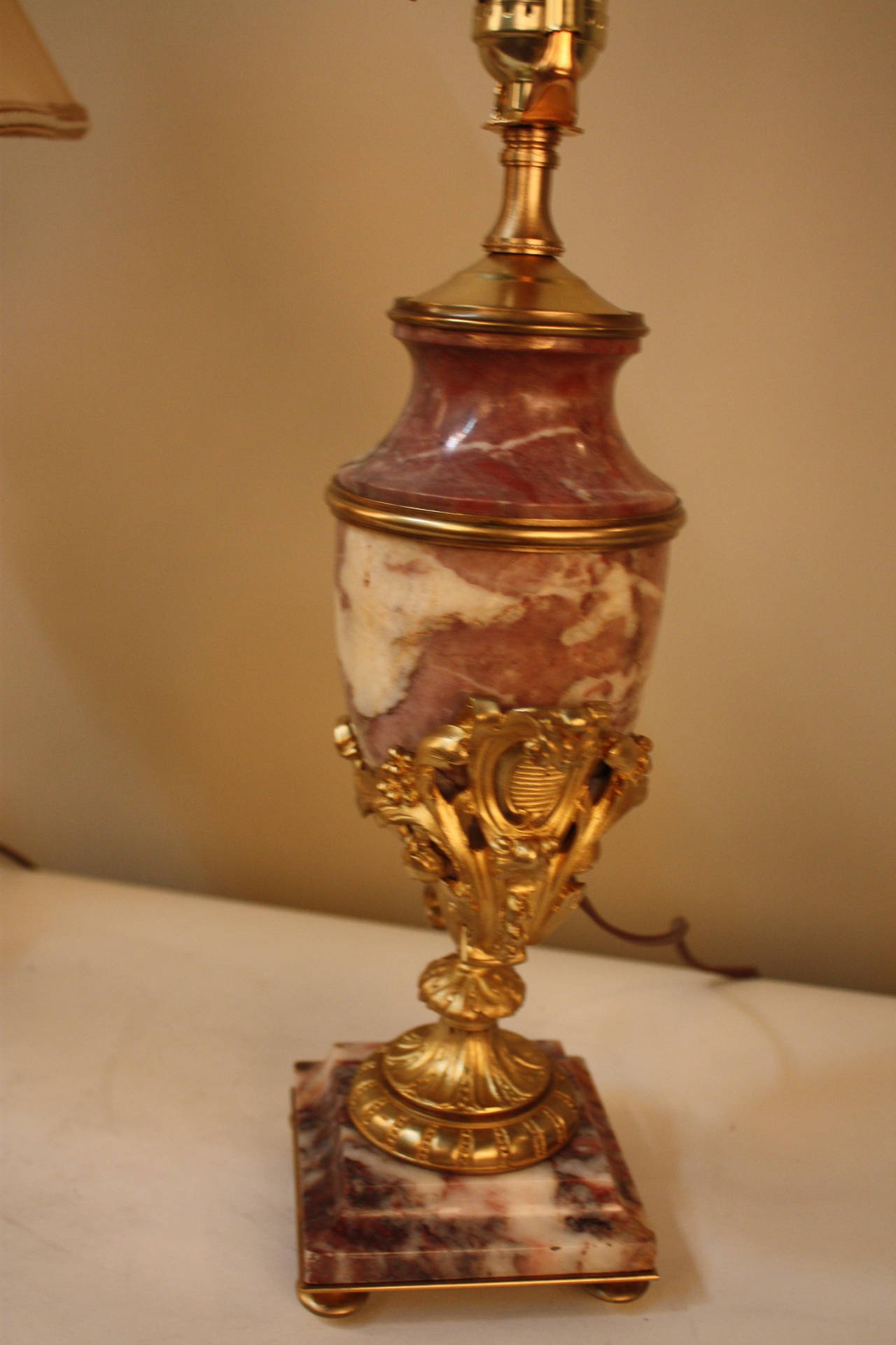 Bronze Pair of French Urn Table Lamps