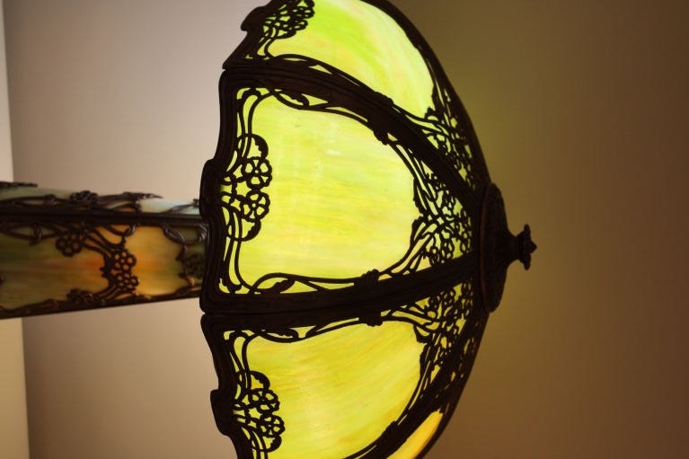 American Art Nouveau Slag Glass Lamp 1