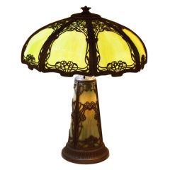 American Art Nouveau Slag Glass Lamp