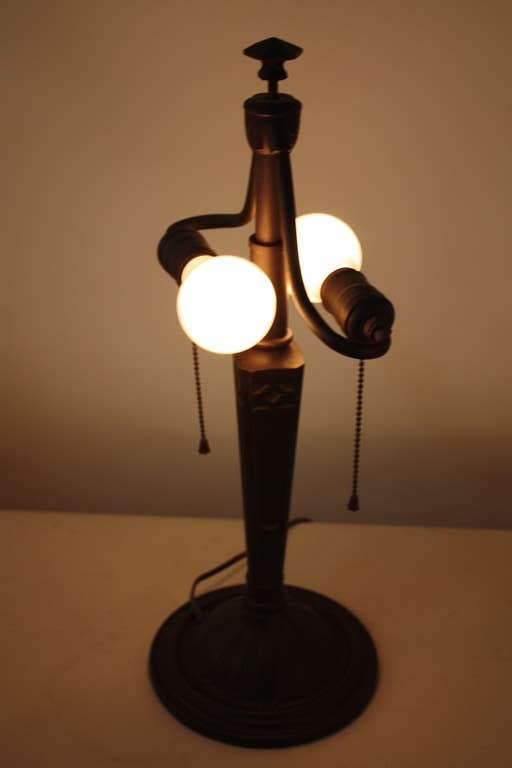 American Stained Glass Table Lamp By Bradley & Hubbard 3