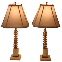 Pair Of Bronze And Marble Table Lamps