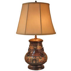 Antique Japanese Champleve Table Lamp