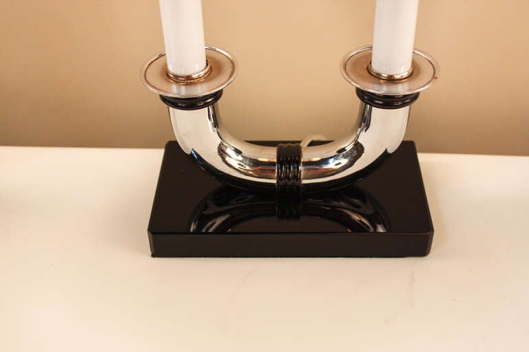 Pair of Art Deco Candleholder Lamps 1
