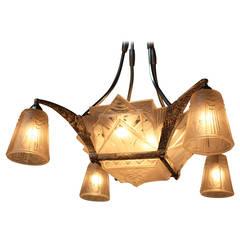 French Art Deco Chandelier by Muller Freres
