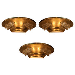French Art Deco Wall Sconces Set of Three