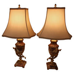 Antique Pair of French Urn Table Lamps
