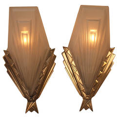 French Art Deco Wall Sconces by Degue