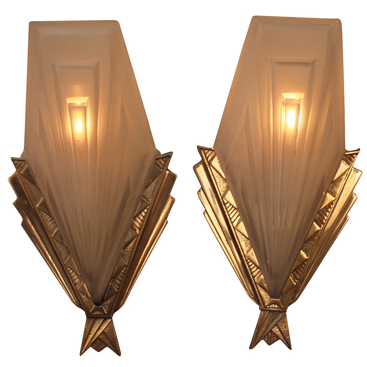French Art Deco Wall Sconces by Degue