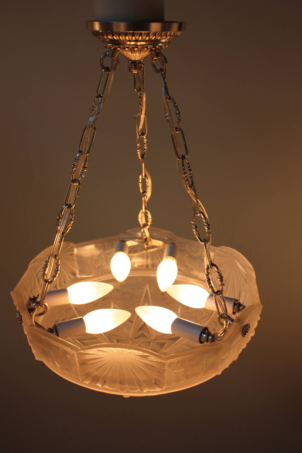 Pair of Art Deco Chandeliers by Muller Frères 2