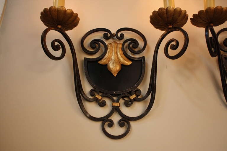 Pair of French Iron Wall Sconces 3