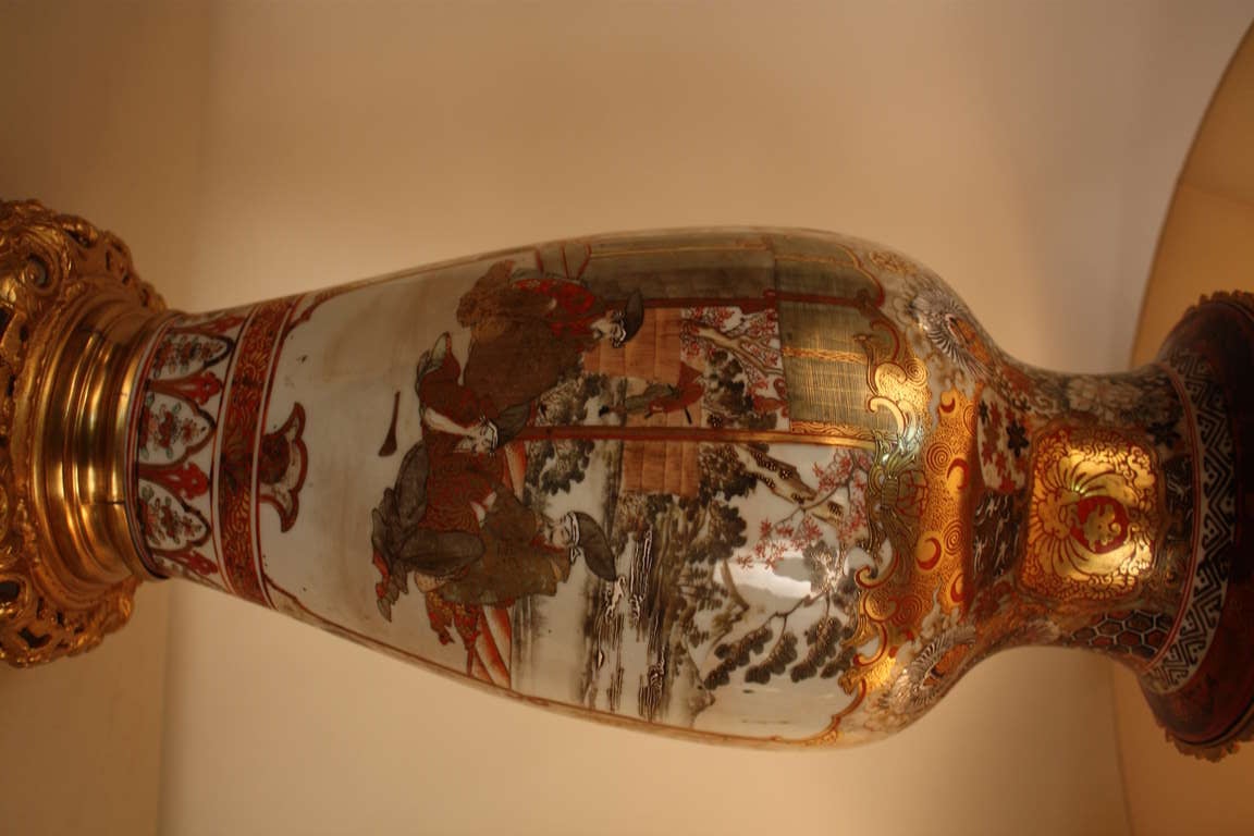19th c. Pair of Satsuma Table Lamps 1