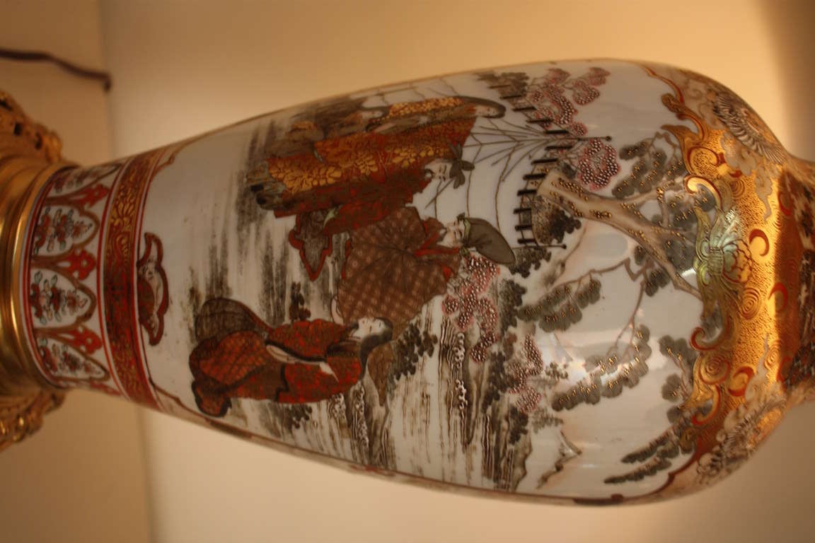 19th c. Pair of Satsuma Table Lamps 2