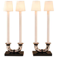 Pair of Art Deco Candleholder Lamps