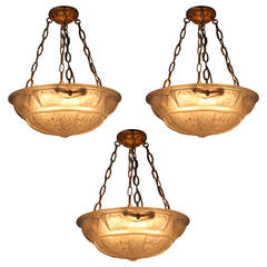 Set of Three Chandeliers by Muller Frères