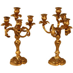 Pair of Art Nouveau Bronze Candelabras